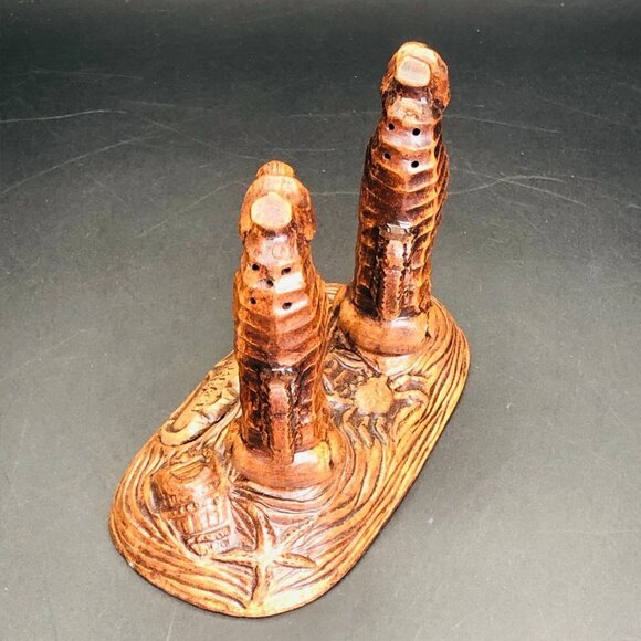 70s Treasure Craft Miami Seahorse Salt Pepper Shaker Stand Set Beach Party - Picture 4 of 10